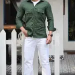 Hunter-Green Cotton Twill Hunting Style Shirt | Premium Men's Sportswear | Classic Outdoor Design | Durable Twill Fabric | Size 36-44